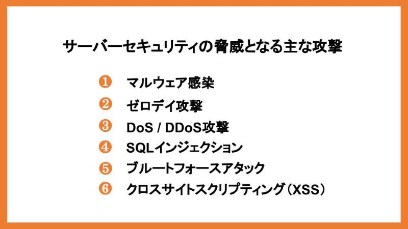 サーバーセキュリティの脅威となる主な攻撃